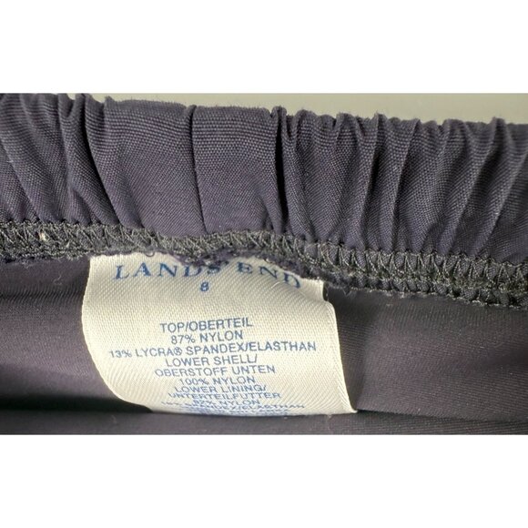 Lands End Womens Nylon Swim Shorts Size 8 Loose Fit Navy Blue Modest - Picture 2 of 5